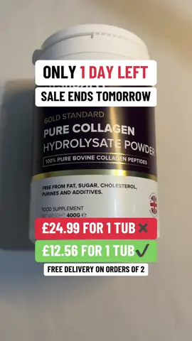 Last chance to get Pure Collagen at this price! Only £12.56 now! #collagenpowder #haircare #nailcare #skincare #collagen #wellgardcollagenpowder #skincareproducts #selfcareproducts #supplements 