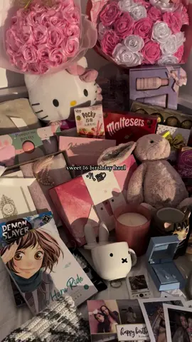 so grateful to have such amazing friends🫶🏼 #haul #birthdayhaul #sweetsixteen #miffy #hellokitty #manga #SelfCare #candles 