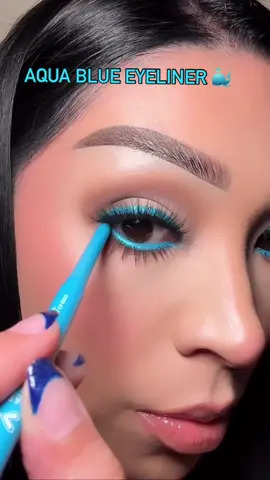 Making waves with this Aqua Blue eyeliner! 🌊 This vibrant shade is perfect for any look. 🐳🩵 @ColourPop Cosmetics  #blueeyeliner #Eyeliner #makeup 
