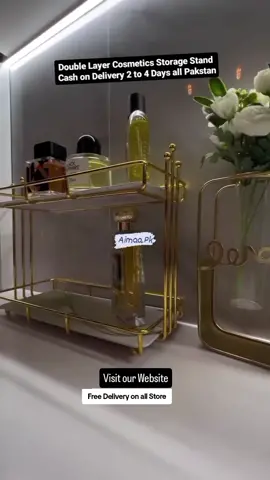 Cosmetic storage transparent makeup organizer 2 tier glass trays . We Have 60+ Unique Articles. . Visit our Website For More info. . #metal #metalstand #cosmetics #costmaticsorgnizer. servingtray jewelry  mackupstand  jewlerycage  metalstands  costmatisorganizer.  organized #pakistan #trendingreel 