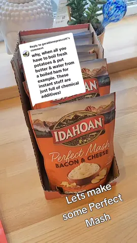 Replying to @geraldeneprescott Yes idahoan mashed potato does contain some additives but it's designed to be used occasionally when you're in a hurry or for example if you were camping and wanted to bring lightweight food with you it's not designed to be every single day nothing beats homemade mash but this is as delicious as any martial I've ever made it's low insult and lower in calories than homemade mashed potato