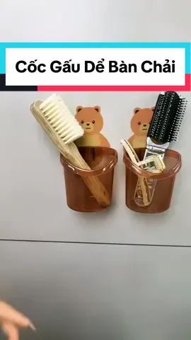 Cốc Dán Tường Hình Gấu Để Bàn Chải Đánh Răng Hình Gấu Có Lỗ Thoát Nước Tiện Lợi ##tienloi##nhatam##coc