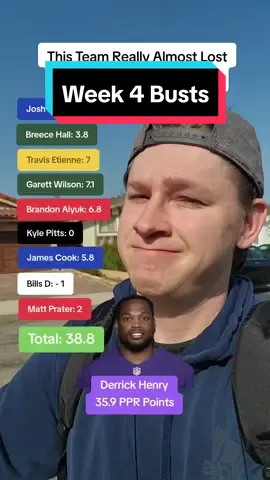 Fantasy Football BUSTS Week 4 almost lose to Derrick Henry☠️ #fantasyfootball #fantasyfootballadvice #derrickhenry #joshallen #kylepitts #49erswalterpicks 