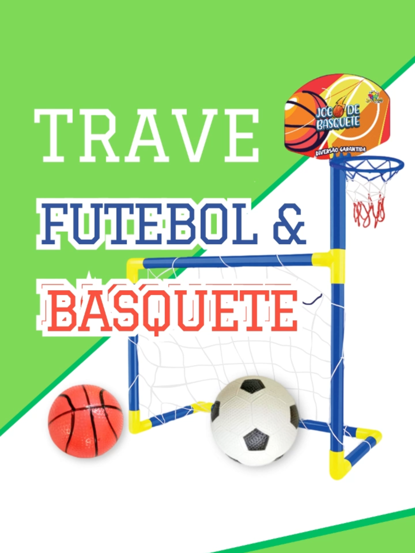 Mini Trave Futebol e Basquete 2 em 1  Infantil  com 2 Bolas + Bomba de Ar Incentive os pequenos a deixar o mundo digital e aproveitar o tempo ao ar livre. Essa opção é ideal, pois combina a paixão nacional do futebol e o basquete em um só produto. #futebol #basquete #2em1 #bola #diadascrianças #arlivre  Encontre esse brinquedo no: https://www.lacasafacil.com.br/ Pesquise por Trave.