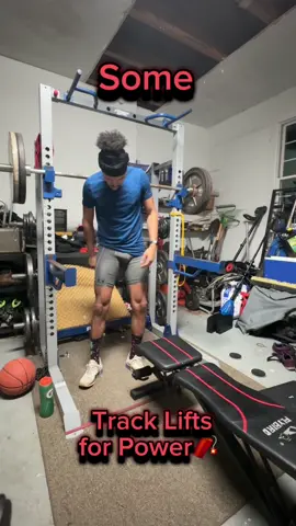 This set of Exercises work on  1. Isometric - The static contraction of a muscle⚡️(Racked Hang Cleans) 2. Eccentric - Slowly lengthening a muscle while under load🔥 (Eccentric Hang cleans; dropping into a hang clean) 3. Explosive - Loading the muscle and moving quick with it💣 4. Front-Side mechanics - Improves your Running/Jumping ability🪽 📌  Main focus for me is Keeping form while still applying Force, I’m a powerful jumper, I workout the same way I perform💪🏾🧨 • #trackandfield #myjourneybackonthetrack #discipline #athlete #timefor17meters #power #isometric #eccentric #explosivetraining #frontsidemechanics #speed #triplejump #triplejumper #tracklifts 