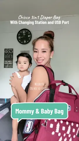 One of my best purchase. With diaper changing pad and USB port na!! #mommybag #diaperbag #chicco 