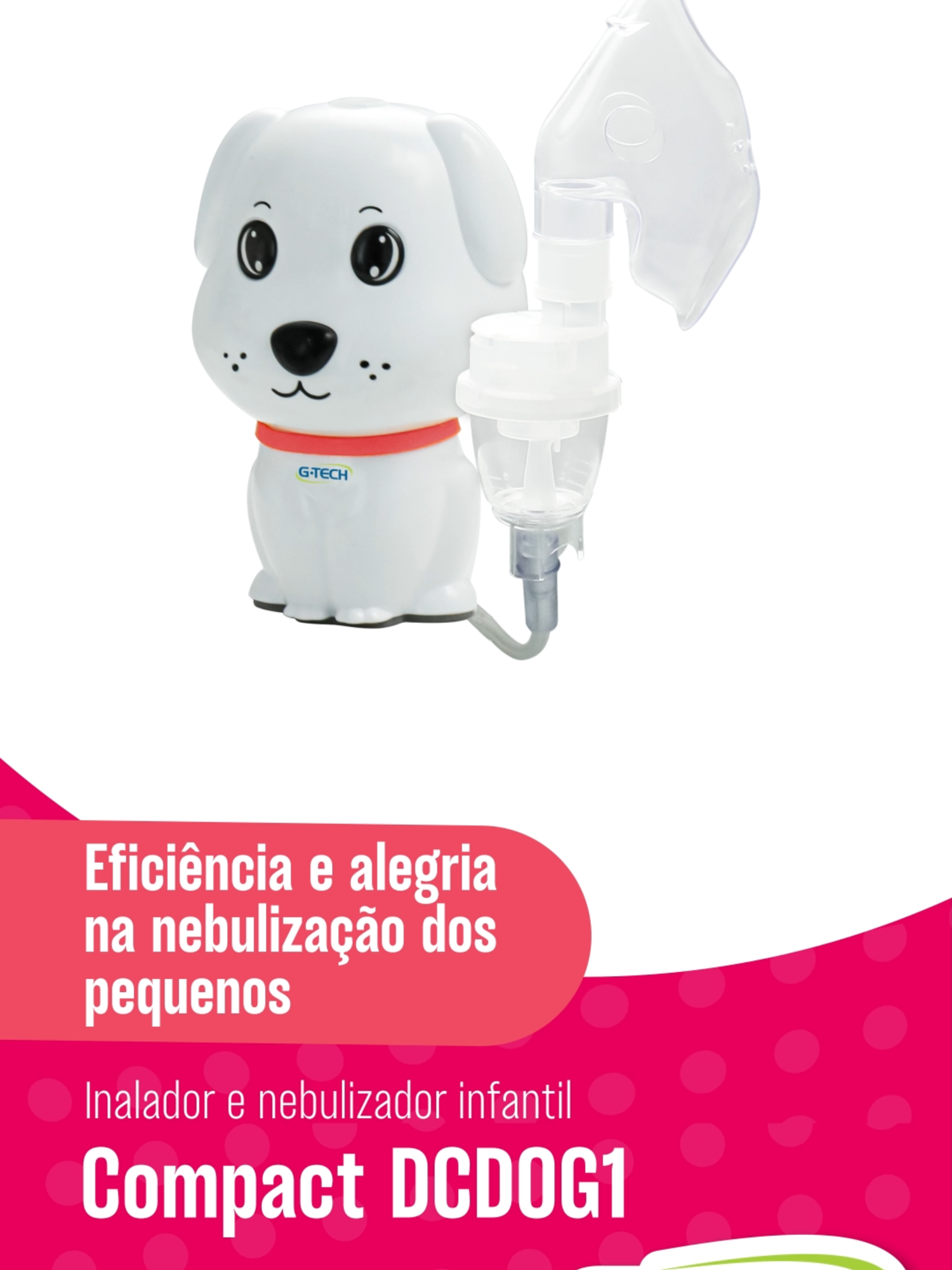 Inalador e nebulizador infantil Compact DCDOG1 G-Tech Os inaladores e nebulizadores G-Tech ajudam a aliviar as crises respiratórias, proporcionando maior fluxo de medicamento e de partículas que atingem diretamente  os pulmões, garantindo que o medicamento está sendo corretamente absorvido no organismo #nebulizadorportátil #nebulizador #saudeebemestar