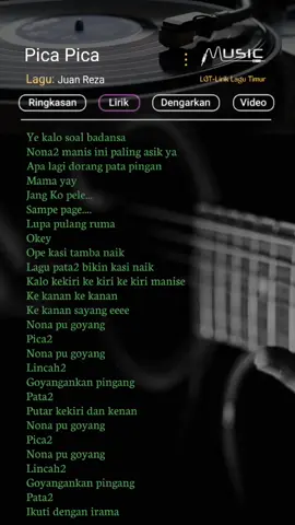 Pica Pica. Lirik Lagu Juan Reza. #fyp #liriklagutimur #musikviral #tiktoktrending #timurpride🔥🏝 
