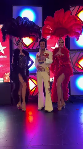 Our beautiful showgirls hanging out with the King of Rock and Roll last night.  #lasvegasshowgirls #showgirls #elvistributeartist #sincityentertainment #vegasevents #elvis #vivalasvegas #lasvegas #models #vegasentertainment 
