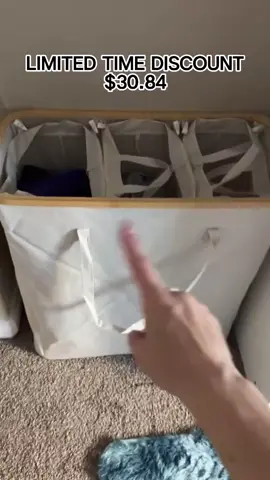 #170l #laundrybasket #withlid #laundryhamper #dirtylaundryhamper #3sectiondividedlaundrybasket #organizer #bedroom #bedroomorganiser #organiser #organizer #tiktokshop #fyp 