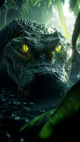 Epic Live Wallpaper: Colossal Emerald-Green Crocodile Behold the striking, deep emerald-green, colossal saltwater crocodile crawling toward you, its captivating, piercing gaze holding your attention. Set against a surreal tropical swamp, this photorealistic scene creates an epic atmosphere of raw power and ancient mystery. #ai #aiart #aicontent #wallpaper #livewallpaper