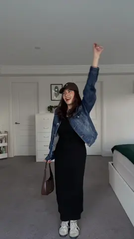 denim jacket 🤝 black dress💖  #outfit #outfitinspo #outfitideas #basicfit 