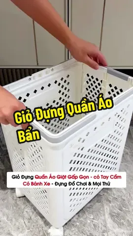 Giỏ có Bánh xe vz tay cầm nên để quần áo tiện lắm #giatquanao #giặtđồ 