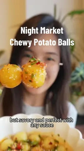 Chewy potato balls that taste like a savory twist on boba! 🥔✨ Perfect with any sauce—this one’s a must-try!   Potato Balls:   - Potatoes: 400g   - Salt: 4g   - Tapioca starch: 120g   - Wheat starch: 60g Spicy Dipping Sauce:   - Green onion: 1 stalk, chopped   - Garlic: 4 cloves, minced   - Thai chili: 2, chopped   - Sesame seeds: 1 tbsp   - Chili flakes: 1 tbsp   - Oil: 2 tbsp   - Soy sauce: 3 tbsp   - Oyster sauce: 1 tbsp   - Sugar: 1 tbsp   - Cilantro: 2 tbsp, chopped   - Water: 3 tbsp Instructions: 1. Make Potato Balls:    - Steam the potatoes for 30-40 minutes or until a chopstick easily pokes through them.    - Let the potatoes cool a bit, then peel and mash them until smooth.    - Add salt, tapioca starch, and wheat starch to the mashed potatoes.    - Knead the mixture until it forms a smooth, non-sticky dough.    - Divide the dough and roll it into small balls, about 15g each. 2. Cook the Potato Balls:    - Boil the potato balls in a pot of water for about 3 minutes, or until they float to the surface.    - Drain and transfer them to an ice bath for a chewier texture. 4. Make the Spicy Dipping Sauce:    - In a heatproof bowl, combine the green onion, garlic, Thai chili, sesame seeds, and chili flakes.    - Heat 2 tablespoons of oil until smoking hot, then pour it over the mixture to release the aroma.    - Add soy sauce, oyster sauce, sugar, and water, and stir to combine.    - Finish with chopped cilantro. 5. Serve:    - Drizzle the spicy dipping sauce over the potato balls or serve it on the side for dipping. #potato #tapiocapearls #tapioca#pearlssecuisine #homecooking #chinesefood #asianfood #nightmarket #spicy #spicyfood #foodtutorial #cookingtutorial #Recipe #recipes #tiktokfood #shorts