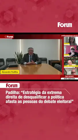 O ministro Alexandre Padilha (@padilhando) explica as intenções da extrema direita ao desqualificar a política Assista à íntegra na #TVFórum: https://youtube.com/live/0ZoDLMbvUXQ   #RevistaFórum