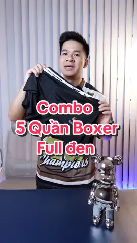 Những ai thích màu đen thì không thể bỏ qua combo 5 quần sịp boxer này #ongbobaconreview #quansipnam 