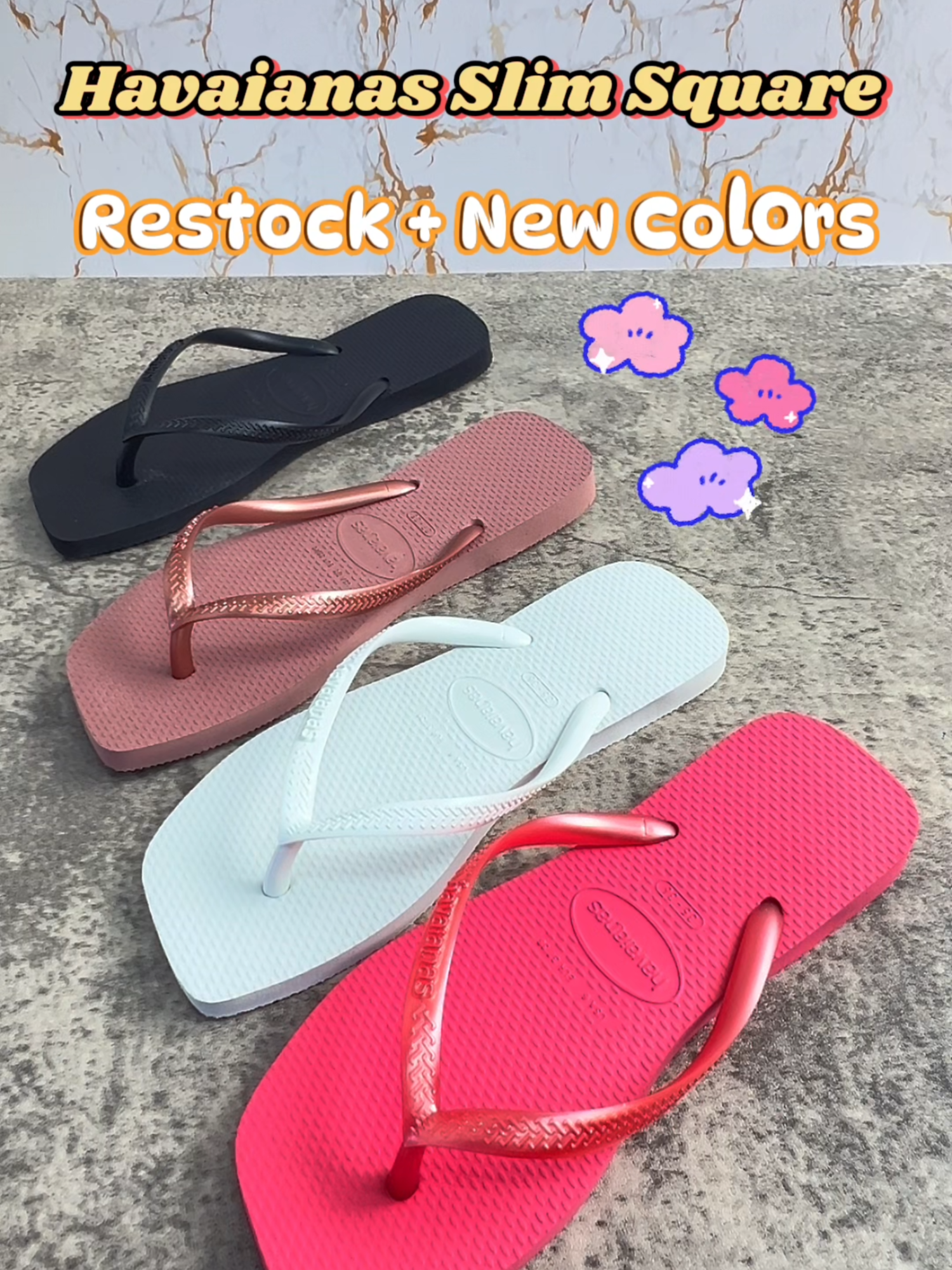 Restocked + 2 new colors ₊˚⋆୨୧♡ #fyp #foryoupage #schumart #havaianas #restocked #newcolor #newarrivals #flipflops #tiktokshop #singapore #authentic