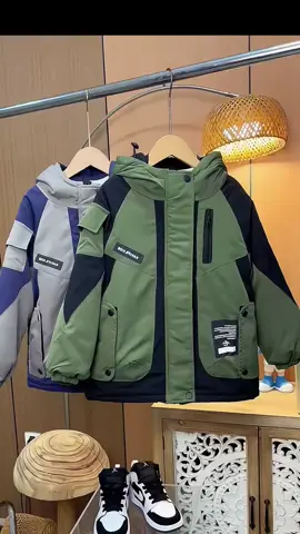 Áo khoác packa 2 lớp lót lông cho bé trai, có mũ sau áo #aokhoac #thoitrangtreem #fyd #xuhướng #muataitiktok #xuhuongtiktokk 