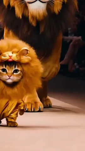 #CapCut catwalk with lion #fypシ゚viral #catsoftiktok #reaction #fashion 