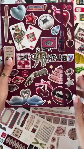Starting another journal ❤️‍🔥 all stickers from @Prince of California & @Trinket Party 🎀 #newjournal #junkjournal #scrapbook #journal #journalideas #junkjournalideas #aestheticstickers #stationery #scrapbooking 