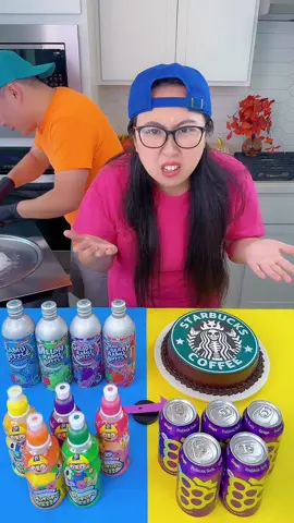 American popular drinks vs Asian popular drinks ice cream challenge!🍨 #starbucks #Halloween #funny by Ethan Funnu Family