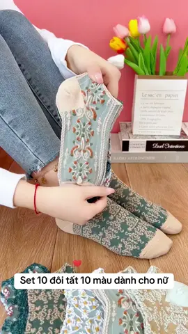 Set 10 đôi Tất vớ nữ cổ ngắn thêu hoạ tiết#tat #tatnu #tatchan #tathoatiet 