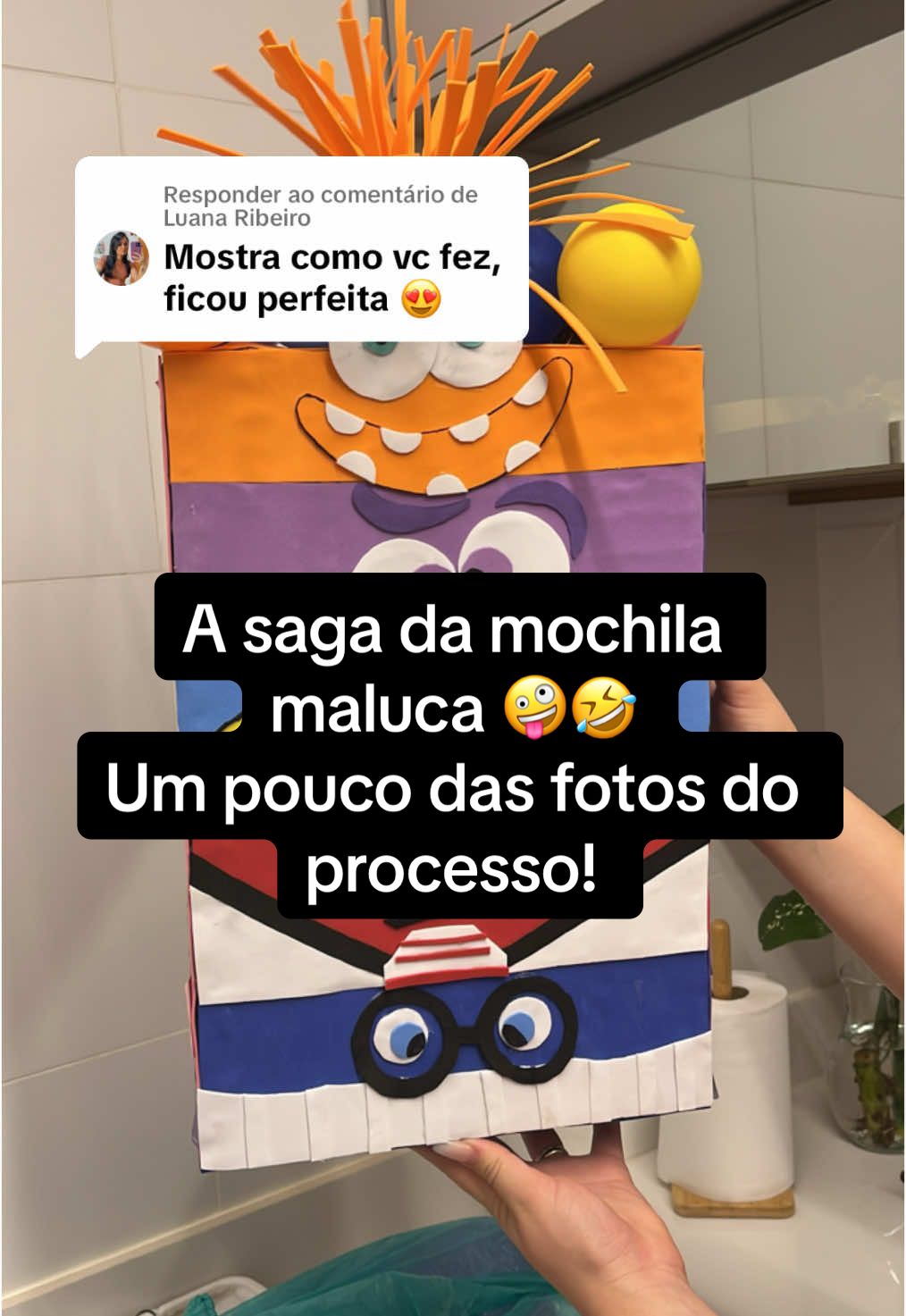 Respondendo a @Luana Ribeiro juntei a as fotos do processo para tentar mostrar melhor como fizemos! #mochilamaluca #mochilamalucanaescola #divertidamente2 #divertidamente 