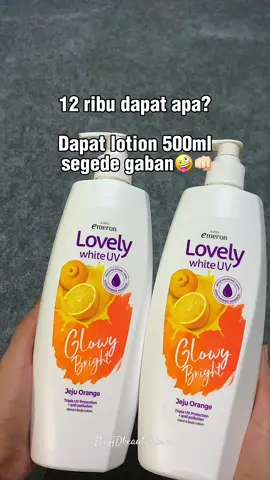 Emeron lovely white uv cuma 12 ribu cuma disini 😭👊🏻udah paling murah ‼️kapan lagi 12 ribu dapat lotion 500ml 🙌🏻gass co sekarang juga🛒 #emeronlovely #emeronlovelywhiteuv #emeronlovely500ml #bodylotion #bodylotionwhitening #affiliate #affiliatetiktok #tiktokshop #affiliator #fyp 