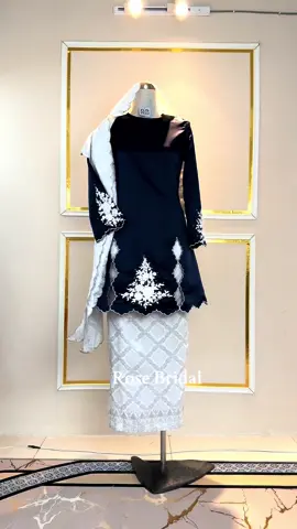 Kurung Tebuk Songket BlueBlack dengan Songket Offwhite Silver ❤️ #fyppp #bajuklasik #bajutradisional #rosebridal #bajunikah 