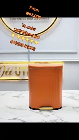 Transform your space with our high quality and sleek luxury waste  bin - the stylish solution for keeping your space tidy! ♻️ Price:    N43,000 To order Call/WhatsApp 👇 👇👇👇👇👇 09053942008 09064007172  09166351638  09126012120 Walk into any of our 4 Branches   Store No. 3 Kokkies Mall, Ground floor Ademola Adetokumbo Crescent, Wuse 2,  Nitel  Junction Abuja Nigeria 🇳🇬  Think Kitchen, think Dee utensils  #reels #deeutensilsng  #abujakitchen