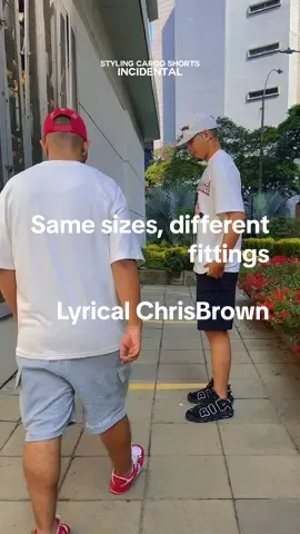 Same sizes,different fittings… #streetwear #outfits #chrisbrown #cargoshorts 