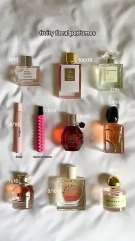 Rating my best fruity floral perfumes 🌸🍓🍑 #perfume #perfumetiktok #perfumetok #fragrance #fragrancetiktok #fragrancetok #fruityfloral 