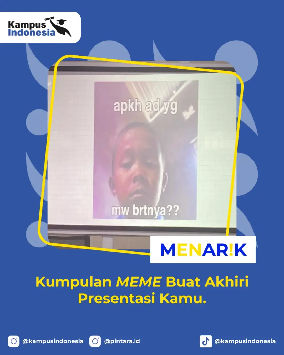 siapa nih yg lagi ada tugas presentasi trs takut banyak yg tanya? nih, kasih meme ini aja guys! follow @kampusindonesia untuk meme lucu lainnya yak #meme #ppt #memelucu #presentasi #presentasikuliah #fypシ゚ 