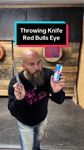 World champion knife and axe thrower showing some skills by stopping the @Red Bull can from flying away by pinning it to the target. Here I use a underhanded military half spin throw.  Don’t try to copy what I do! I am a professional knife thrower and a three time world champion in knife and axe throwing.  The knife that is used is pointy but doesn’t have an edge. No throwing knives that we compete with is ever sharp just pointy. @savagethrower has made the knife thrower sweater! @Bimo sekti kuncoro has made the throwing knife. @Red Bull Sweden I hope to cooperate with you in some way in the future. #worldchampion #trickshot #knife #soulthrower #skills #knifethrower #superhero #throwingknife #blade #inspiration #pehart #likeaboss #dagger #redbull #pinned #can #surprise #underhand #throw #bullseye #challengeaccepted #knivkastning #sweden #sverige #baldandbeautiful #bald #beard #soulthrower #bearded 