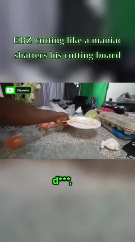 Kick streamer EBZ shatters his cutting board cutting like a maniac #kick #livestream #irl #ebz #degen #ip2 #Eklipse