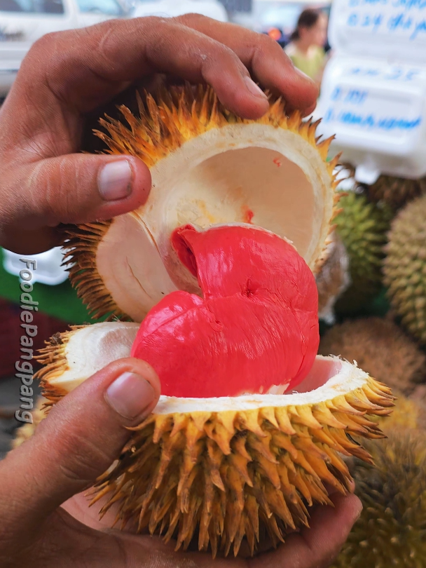 Only in Malaysia!! Amazing Red Durian  #tiktokfood#fyp#Kotakinabalu #RedDurian #Durian #Fruit