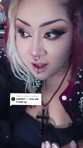 Replying to @_scuuum_ *UPDATE* I meant to post this yesterday but I was so busy 😩 #Eyeliner #gothmakeup #goth #gothgirl  #graphicliner #makeup #makeupreview #grwm #makeuptutorial #update #alt #viralvideo #firstimpression 