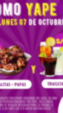 #YAPE TE ENGRIE en aspur 🔥 Alitas a s/4.99 y tragos a s/5.99 🎊🎉🎊 Estamos ubicados en san Antonio calle 20  REF. gimnasio sileica 1 er piso Este lunes 07 de octubre  🎊 Tenemos 2 promociones para ustedes Más de 10 sabores de alitas 🍗 Variedad de tragos 🍸🍸 #promoyape #alitas #tragos #promociones 