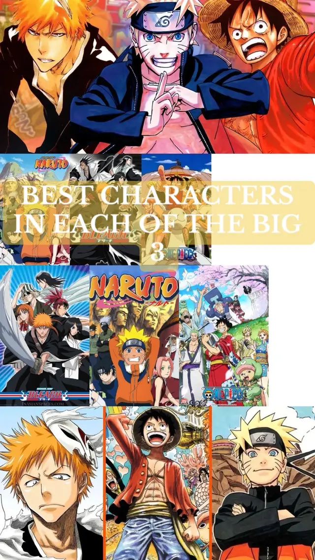 BEST CHARACTERS IN EACH OF THE BIG 3 #anime #naruto #onepiece #bleach #fyp 