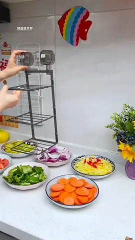 New ORAINA Suction Cup Wrought Iron Kitchen Preparation Rack Multi-layer Side Dish Multifunctional Wall Hanging Foldable Vegetable Rack. 