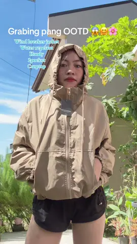 Grabi😭😭 Jacket na lakas maka ootd pwedi e croptop adjustable siya sa gelid huuuu😍😱🌸#windbreakerjacket #jacket #hoodyjacket #croptopjacket #fyp #OOTD 