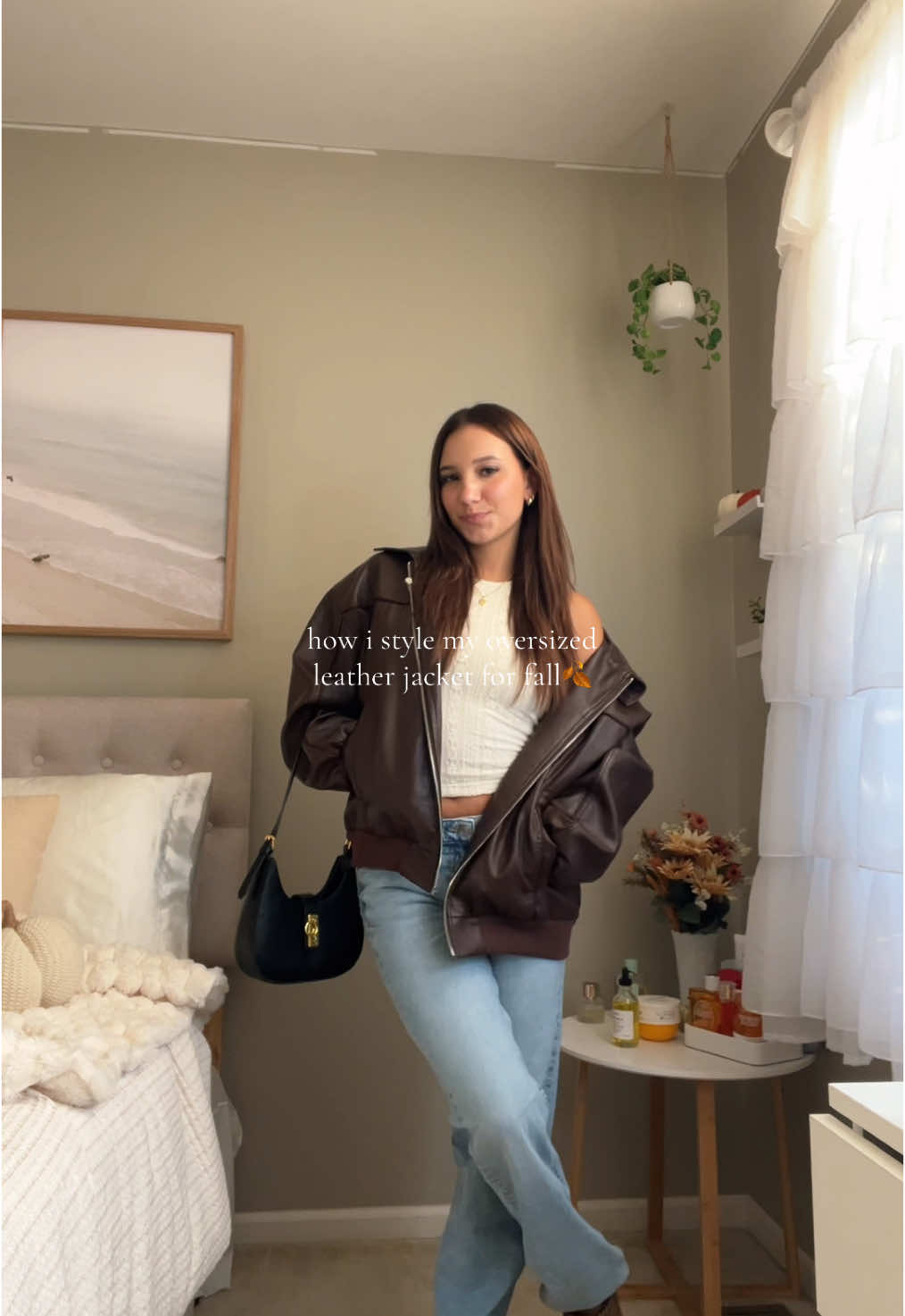oversized leather jackets for fall>> outfit linked in my LTK in bio! #leatherjacket #leatherjacketoutfit #outfit #falloutfits #outfitinspo #autumn #jacket 