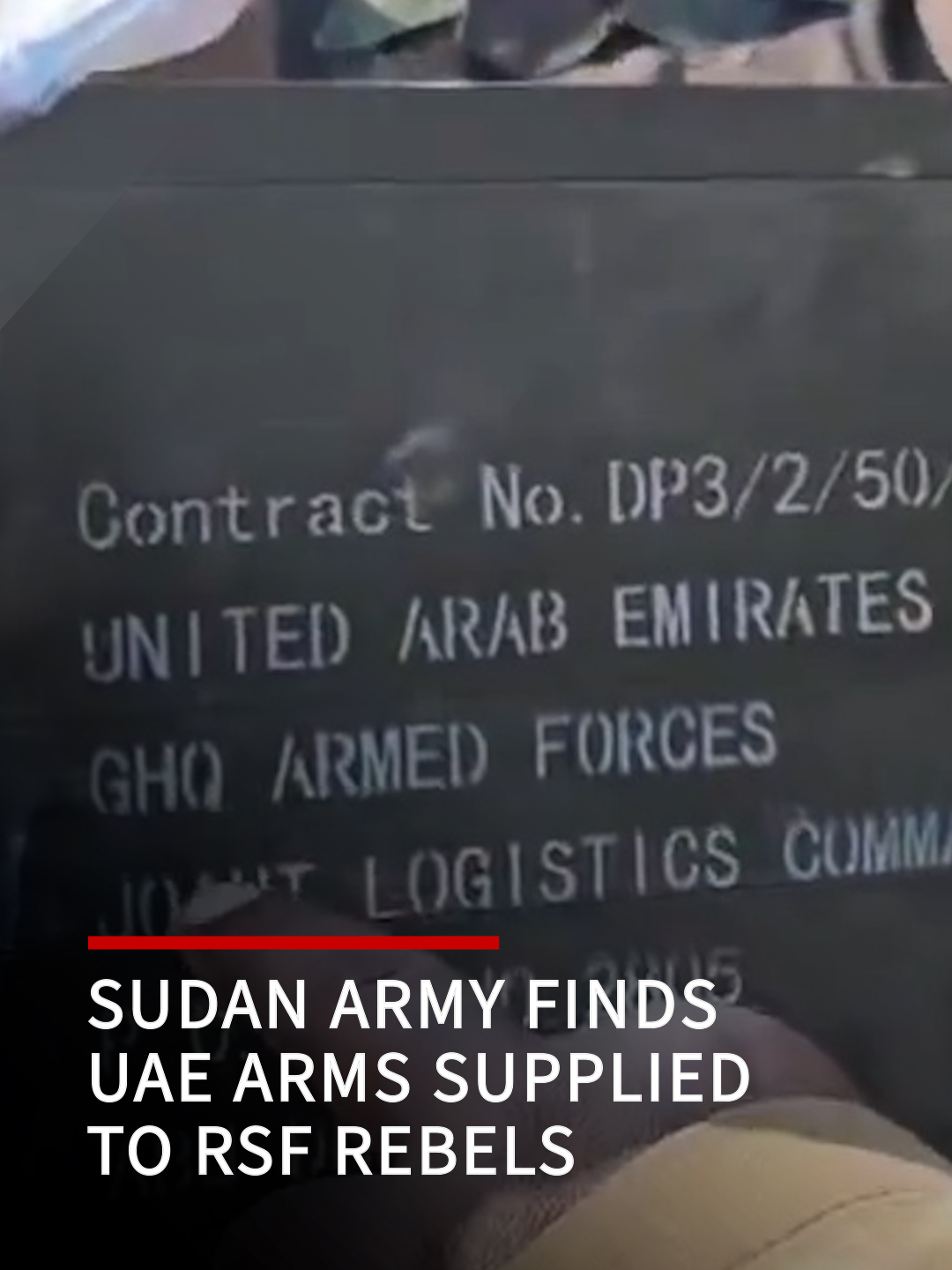 Sudan Army finds UAE arms supplied to RSF rebels The Sudanese Army found boxes of UAE supplied ammunition and medicines as they cleared an area previously under the control of the Rapid Support Forces (RSF) in southeast Sudan. Evidence of UAE vehicles, weapons and even mercenaries has been surfacing for months in Sudan as the Emirates continues to fund conflicts across the Gulf and Eastern Africa.
