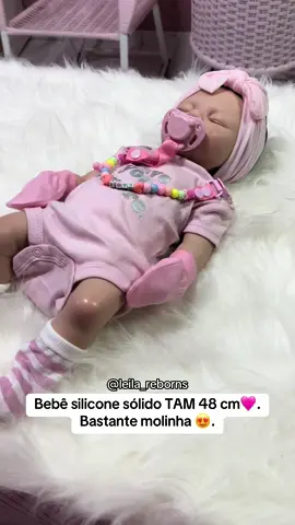 Bebê silicone sólido dormindo,tam 48 cm,com cabelinho. Muito molinha 🥰🩷. #rebornbaby #reborndolls #siliconesolidobebe 
