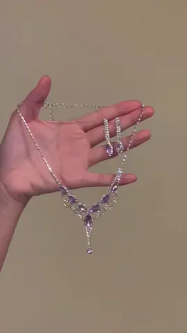 Dreamy & Elegant 💜⛓️Purple Zircon Necklace with Sparkling Silver Chain #necklace #purple #fashion #accessories #jewelrytiktok 