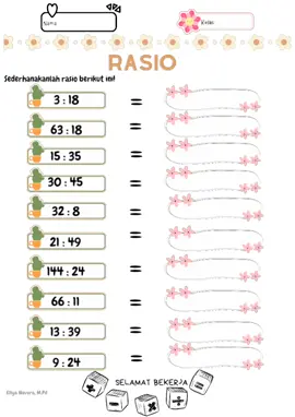 Mata Pelajaran : Matematika Materi : Rasio Kelas : VI (Enam) Fase : C #kurikulummerdekabelajar  #merdekamengajar  #kurikulummerdeka  #modelpembelajaran  #fyp  #rasio  #matematika  #angka 