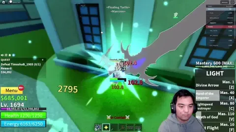 Light 1 Shot Combo Vs 2 Players! ☠️ + i wanted focus 1 Player only for quest but Someone follow me so i did fast combo on him lol! #bloxfruits #roblox #foryoupage #foryou #jujubotv 