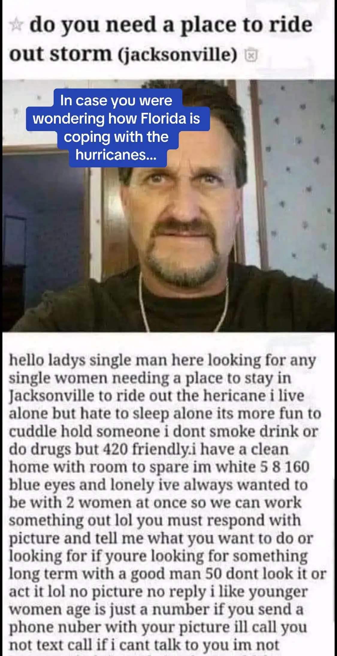 Yup… this is real. #floridaman #hurricanecheck #milton #hurricanemilton 