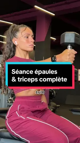 Séance épaules Triceps complète 💪🏼♥️  Petite précision : je fais toujours une serie de chauffe avant chaque exercice 🙂 #seanceepaule #épaules #triceps #programmemusculation #musculationfemme #fitnessfemme #programmemusculationfemme #exercicehautducorps #upperbody #shouldersworkout 