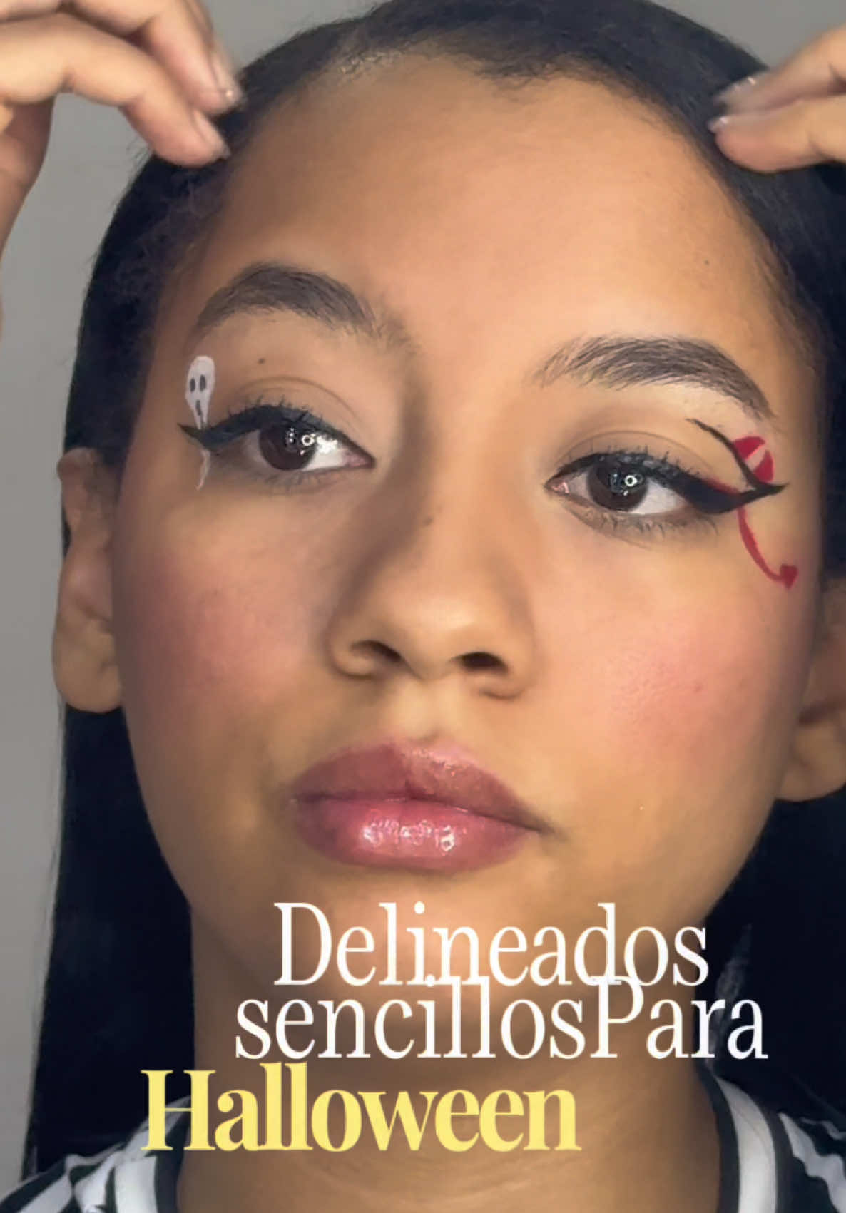 Ya halloween viene por ahí 👻 le deje estas ideas de delineados por si van a un party tengan ideas para hacerse 💅🏽  • Algún maquillaje de halloween que quieran ver👇🏽 Díganme cuál fue su favorito 😍  #makeup #maquillaje #halloween #halloweenmakeup 
